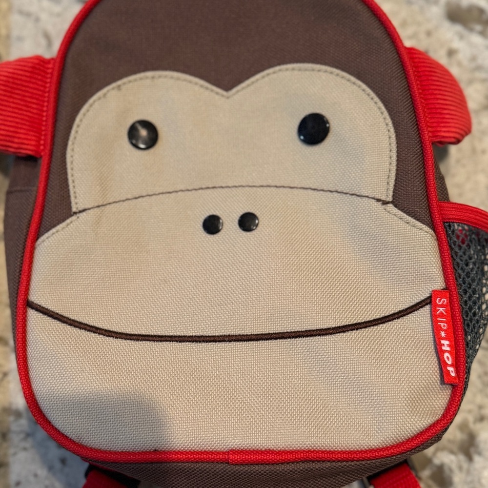 Skip Hop Mini Monkey Kids Backpack - Brown and Red